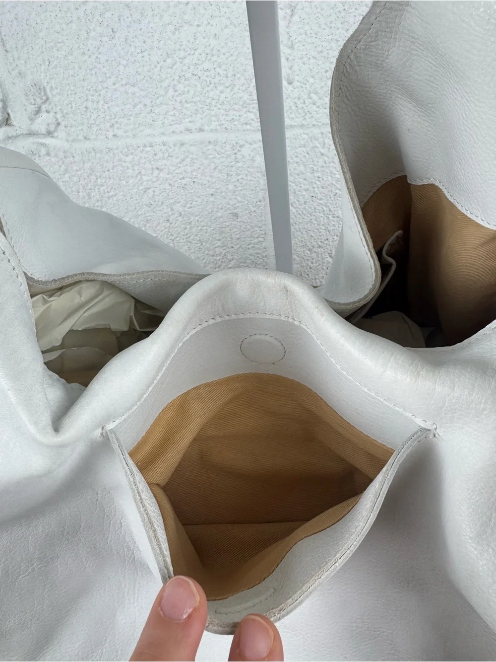 Latico Leathers Lindsey White Full Grain Leather Oversized Hobo Tote Bag